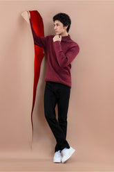 Maroon Men's Mock Neck Sweater.