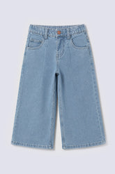 Girls' Light Wash Wide Denim