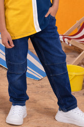 Boys' Dark Blue Panel Denim