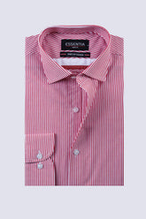 White & Red Stripe Men's Dress Shirt