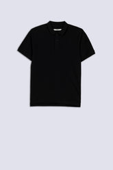 Black Textured Men's Polo Shirt