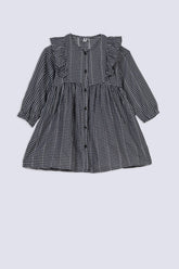 Girls' Noir Check Ruffle Dress