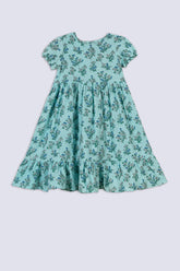 Aqua Blossom Tiered Dress