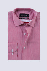 White & Red Stripe Men's Dress Shirt