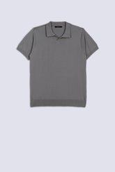 Grey Knitted Men's Polo Shirt