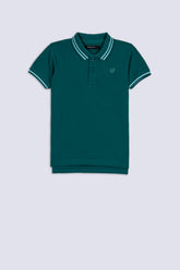 Teal Blue Boy's Plain Polo Shirt