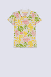 Leaf Printed Boy's Polo Shirt
