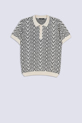 Monochrome Botanical Knitted Polo