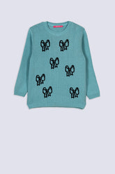 Girls’ Bow Motif Knitted Sweater