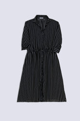 Élégance Noir Stripe Dress