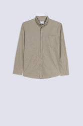 Men's Beige Linen Button-Down Shirt