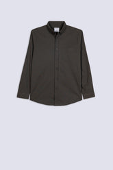 Men's Dark Grey Linen Button-Down Shirt