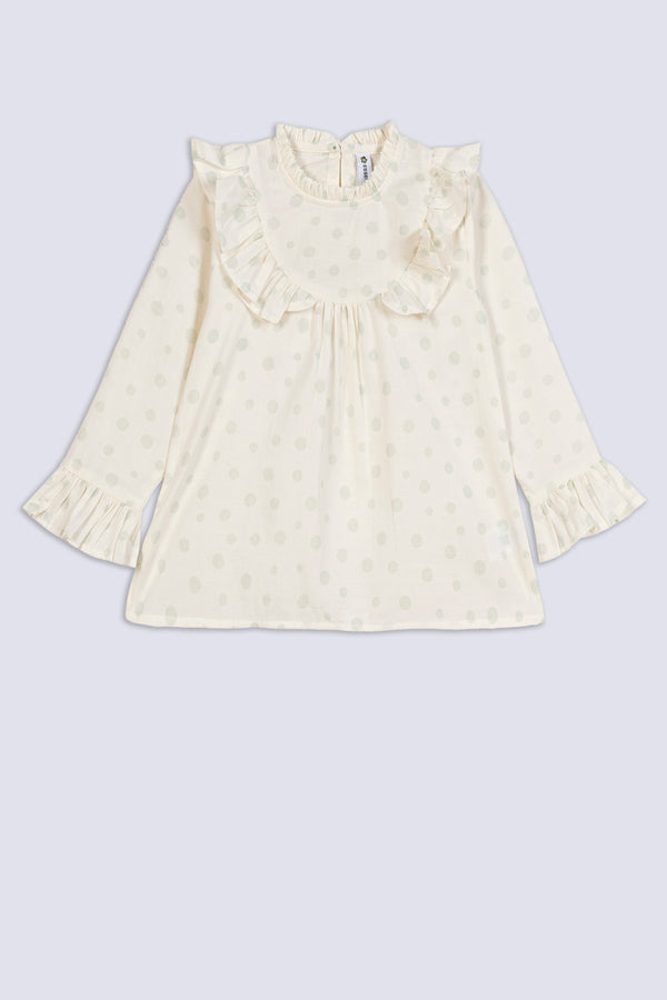 Girl's Polka Dot Ruffle Top