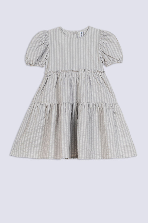 Girls Striped Seersucker Tiered Top