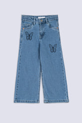Girls' Butterfly Wide-Leg Denim