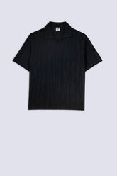 Men's Vertical Texture Open-Collar Polo
