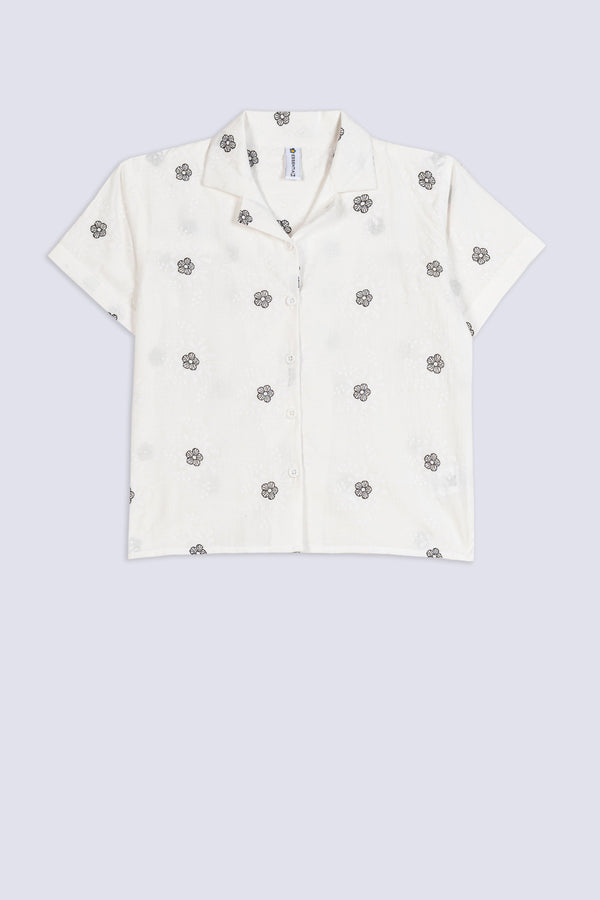 Girl's Daisy Embroidered Top