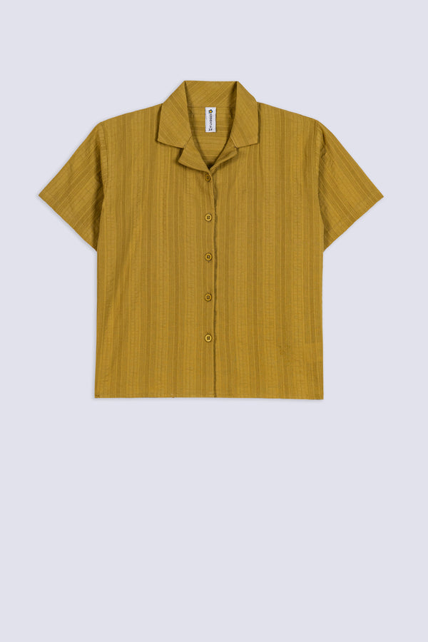 Girl's Mustard Crinkle Camp Shirt