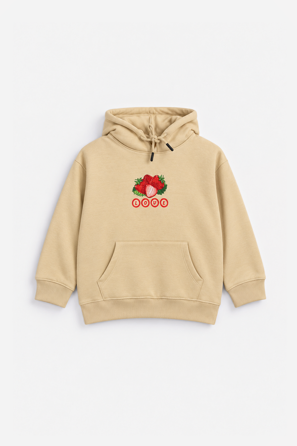 Girl's Strawberry Print Hoodie - front