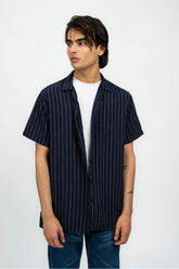 Navy Blue Men's Resort Collar Shirt