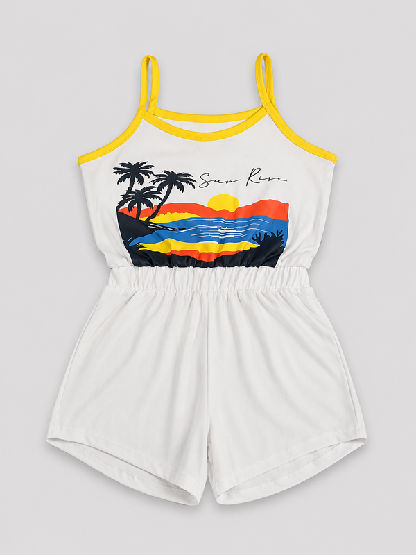 Girl's Sun Rise Graphic Romper