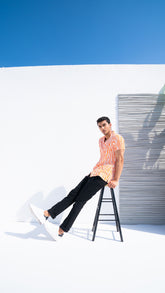 Men's Orange Printed Shirt