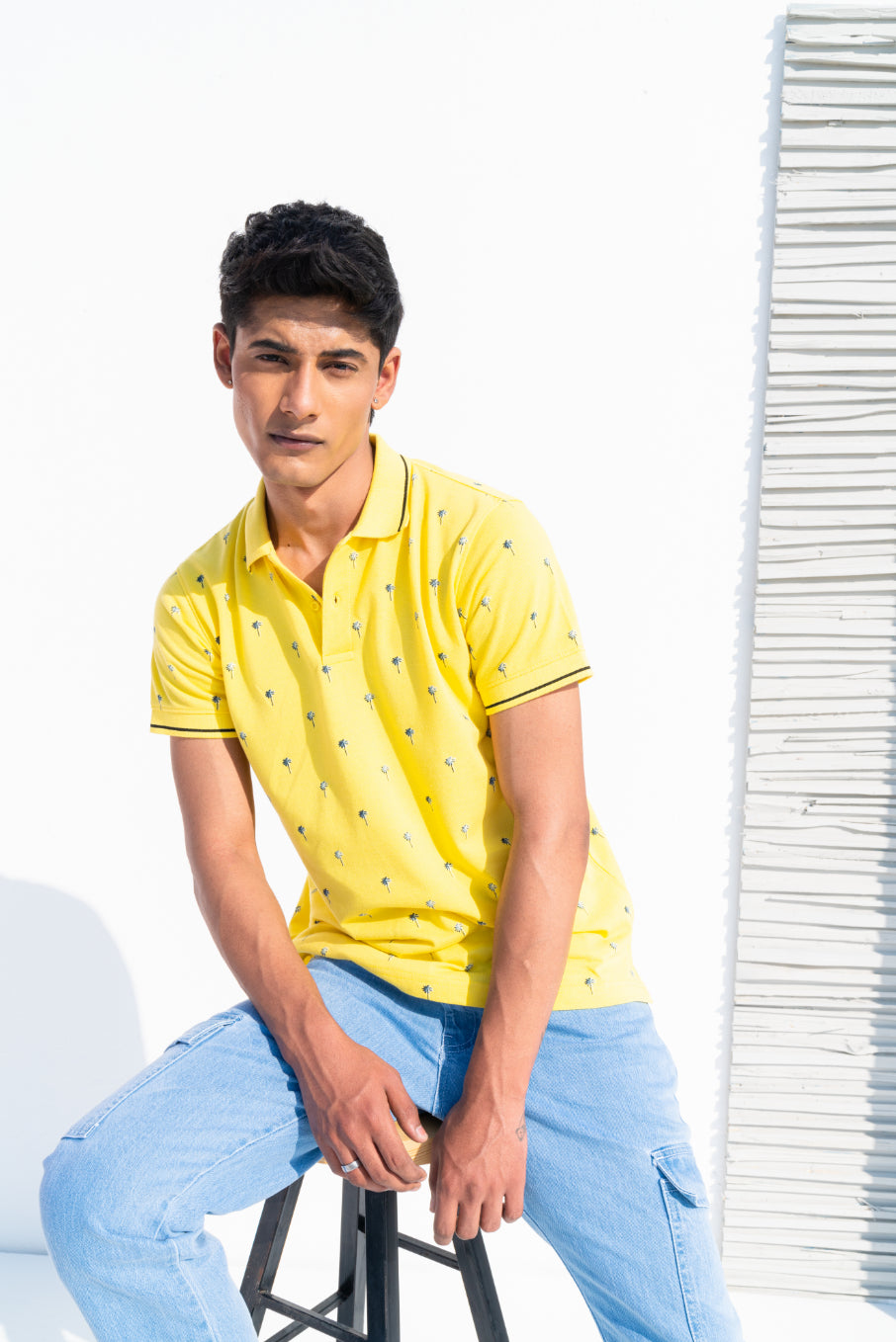 Men's Yellow Short Sleeve Polo Shirt