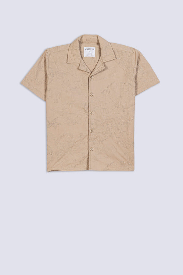 Boy's Embroidered Cuban Collar Shirt