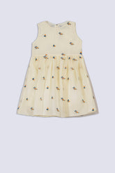 Butter Cream Floral Girl's Net Frock