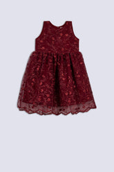 Maroon Floral Girl's Fancy Frock