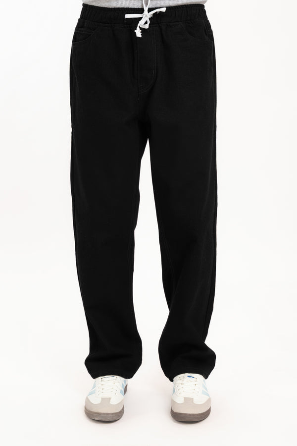 Men's Black Elastic Waist Jean