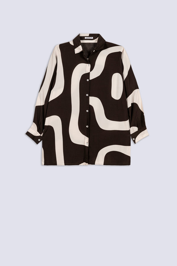 LADIES ABSTRACT PRINT FLOWING SHIRT