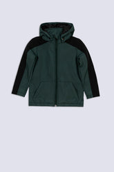 Green & Black Panel Boys' Jacket