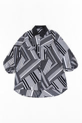 Geometric Patterned Collared Ladies Shirt