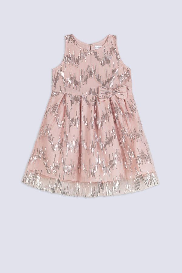 Girl's Blush Glimmer Net Dress