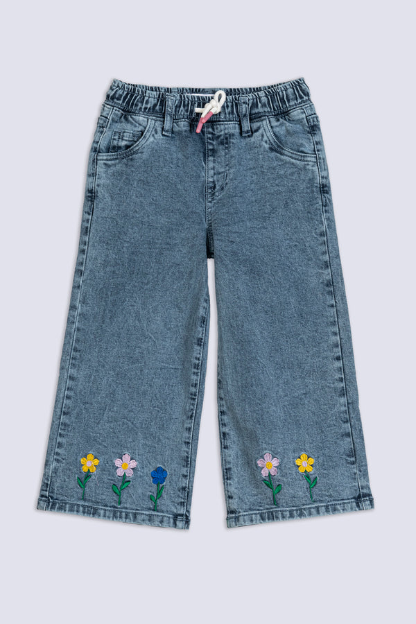 Girl's Flower Embroidered Culottes