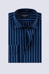 Navy Blue Stripe Men's Dress Shirt
