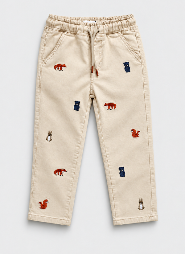 Boy's Animal Patch Twill Pant
