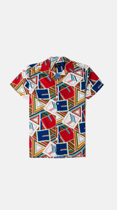 Men's Red Geometric Printed Shirt