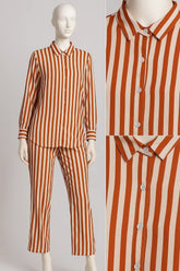 Rust & White Striped Ladies Co-Ord Set