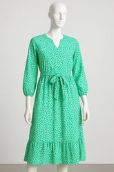 White & Green Floral Ladies Top