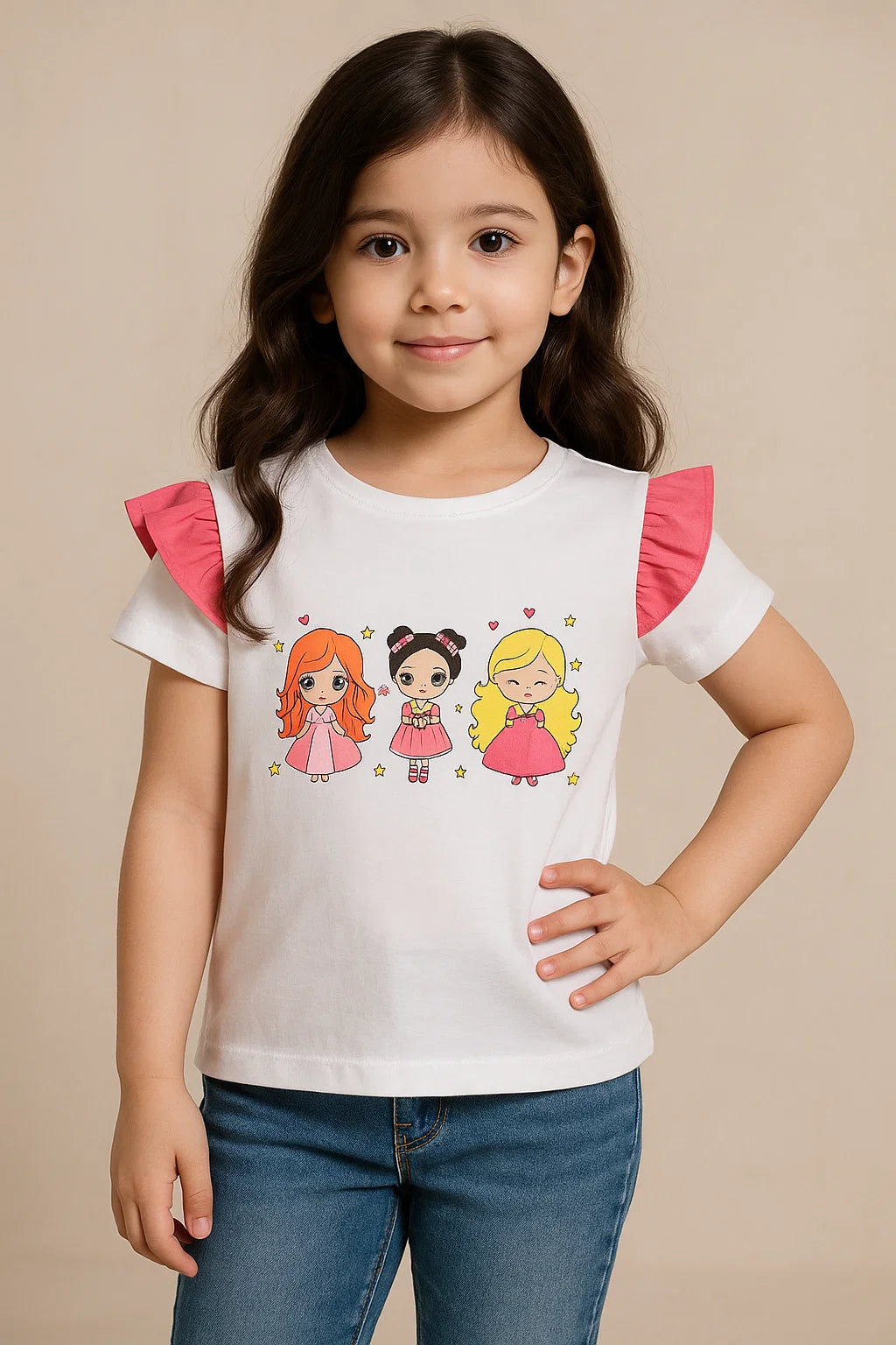 White Girl's Printed T-Shirt