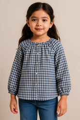 Girl's Bonpoint Checkered Top