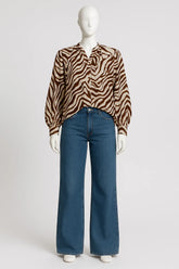 Zebra Print Ladies Ruffle Top