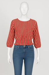 White & Red Stripe Ladies Top