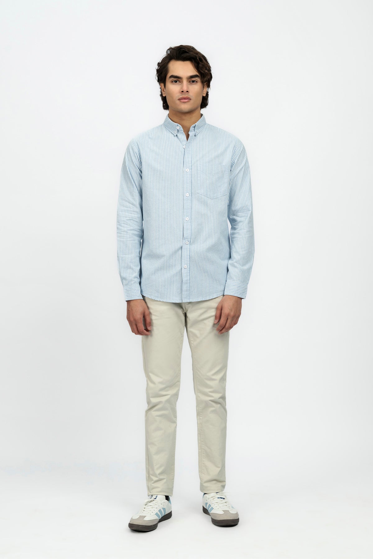 Blue Men's Striped Casual Shirt