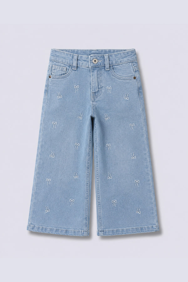 Girls' Bow Embroidered Denim