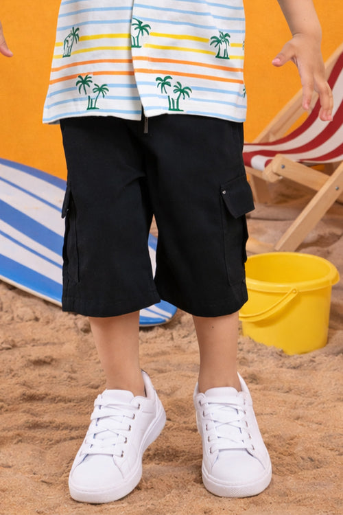 Boy's Navy Cotton Jean Short