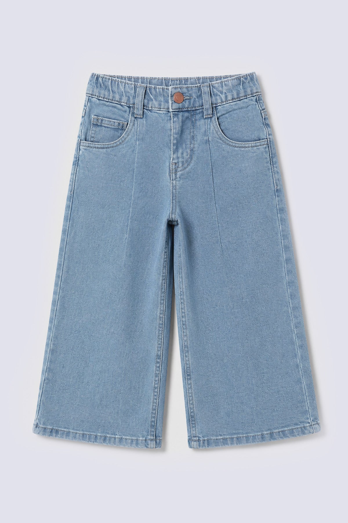 Girls' Light Wash Wide Denim