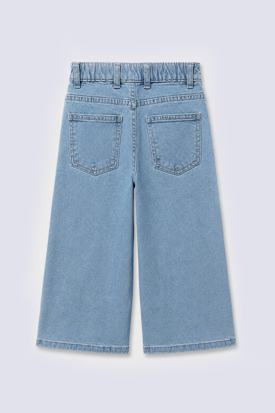 Girls' Light Wash Wide Denim